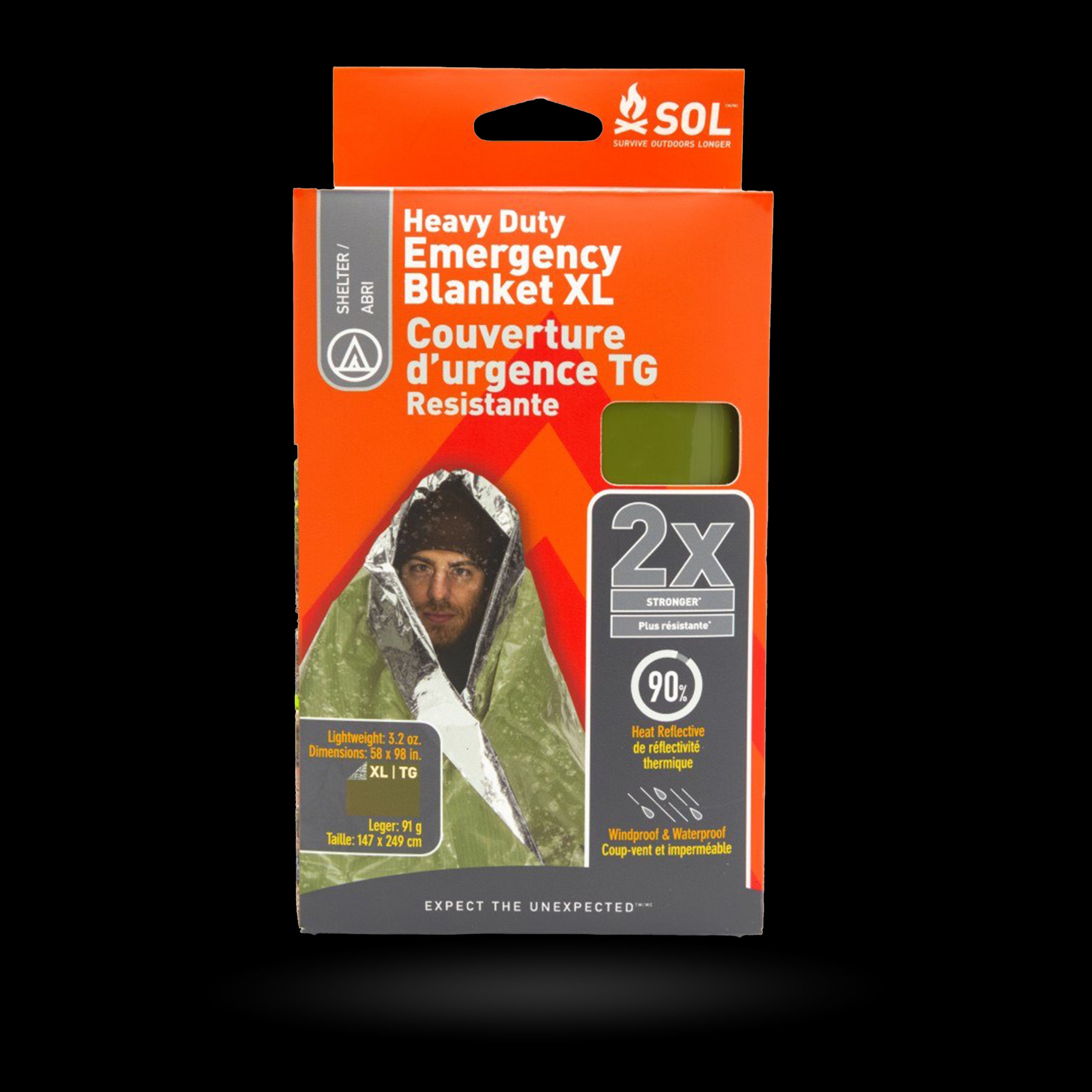 SOL Heavy Duty Emergency Blanket OD Green 5x8ft Reusable
