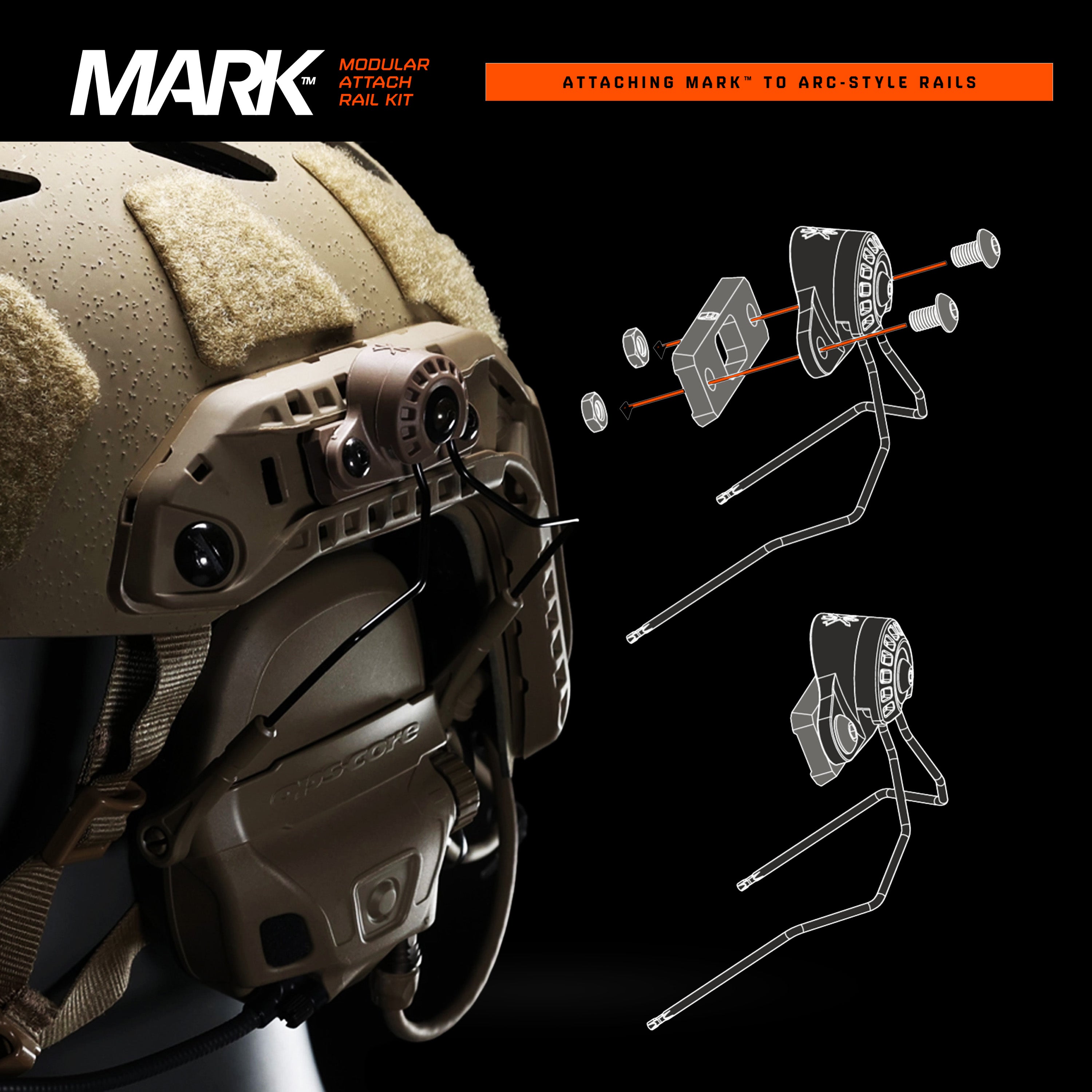 Unity Tactical MARK™ Headset Helmet Mount for 3M™ PELTOR