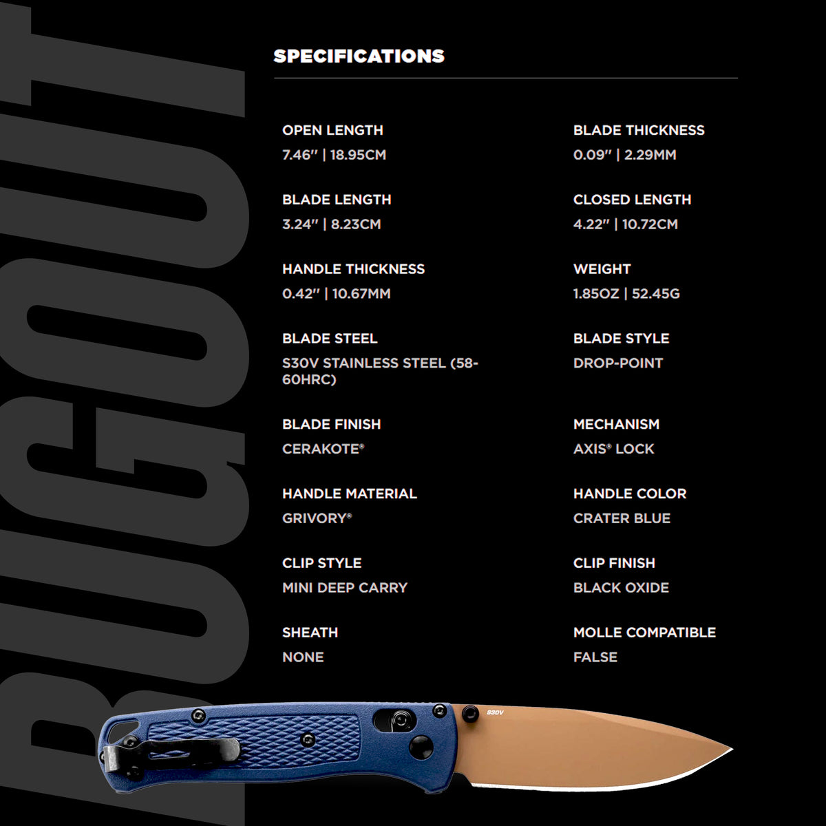 Benchmade - Bugout® | Crater Blue Grivory®