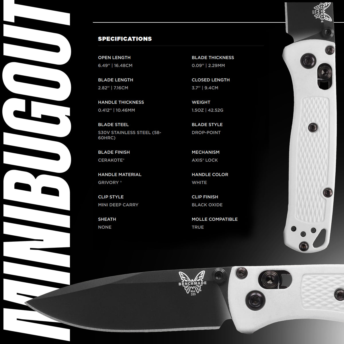 Benchmade - Mini Bugout® | White Grivory®