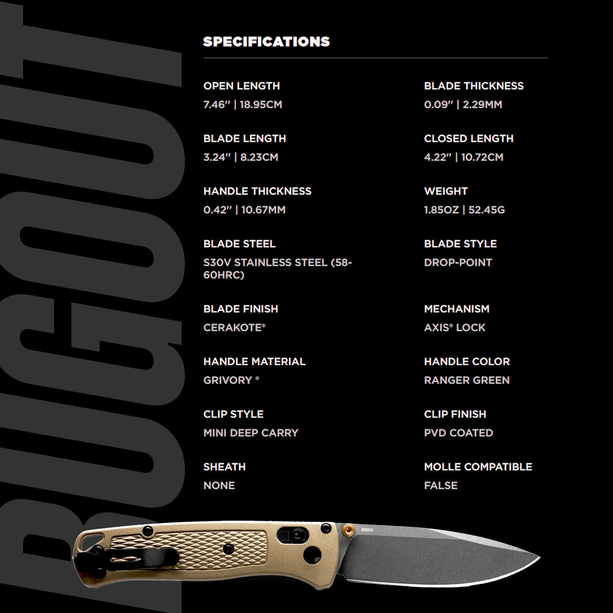 Benchmade - Bugout® | Ranger Green Grivory®