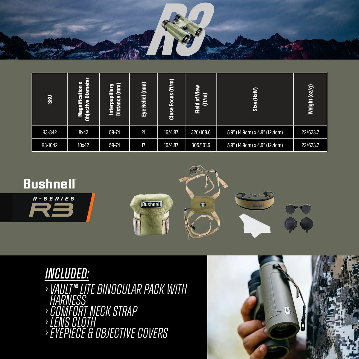 Bushnell - R3 Binoculars - 10x42