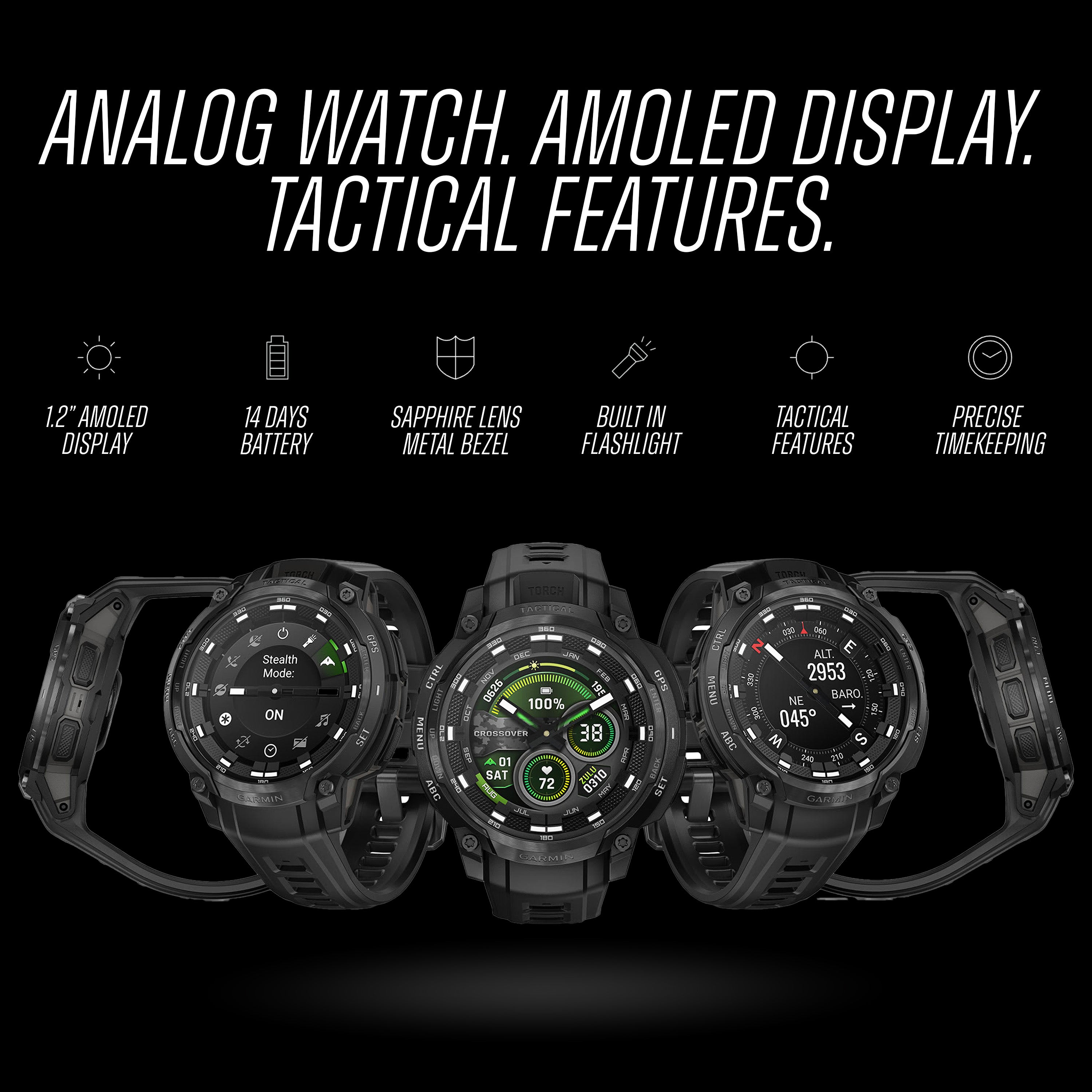 Garmin - Instinct® Crossover AMOLED - Tactical Edition