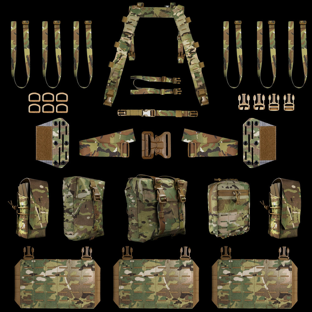 Molle Lbe Rig Hybrid Kit Bundle | Chest Rig to LBE System | Carcajou Tactical