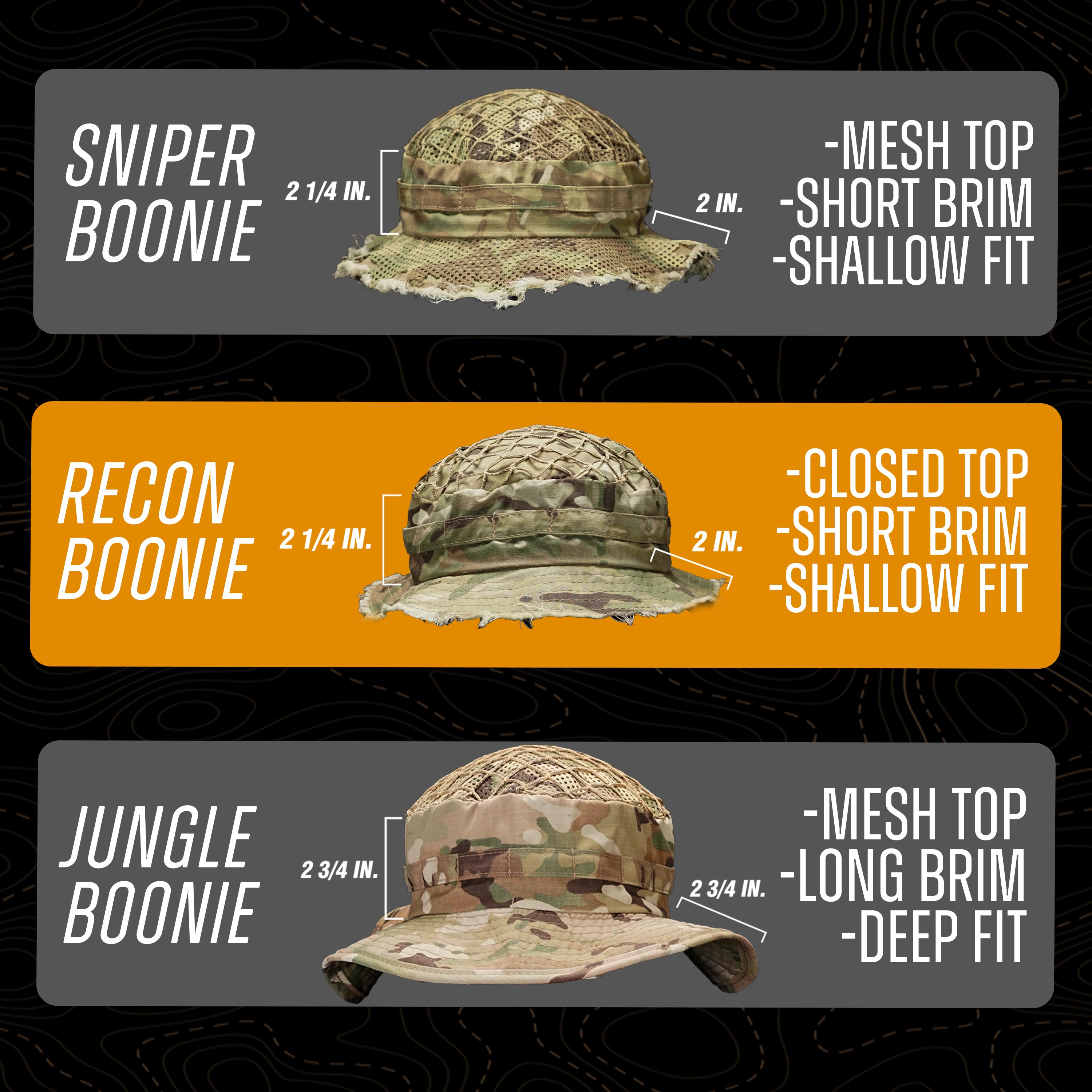 Recon Boonie Hat | Tactical Camouflage Headwear | Carcajou Tactical